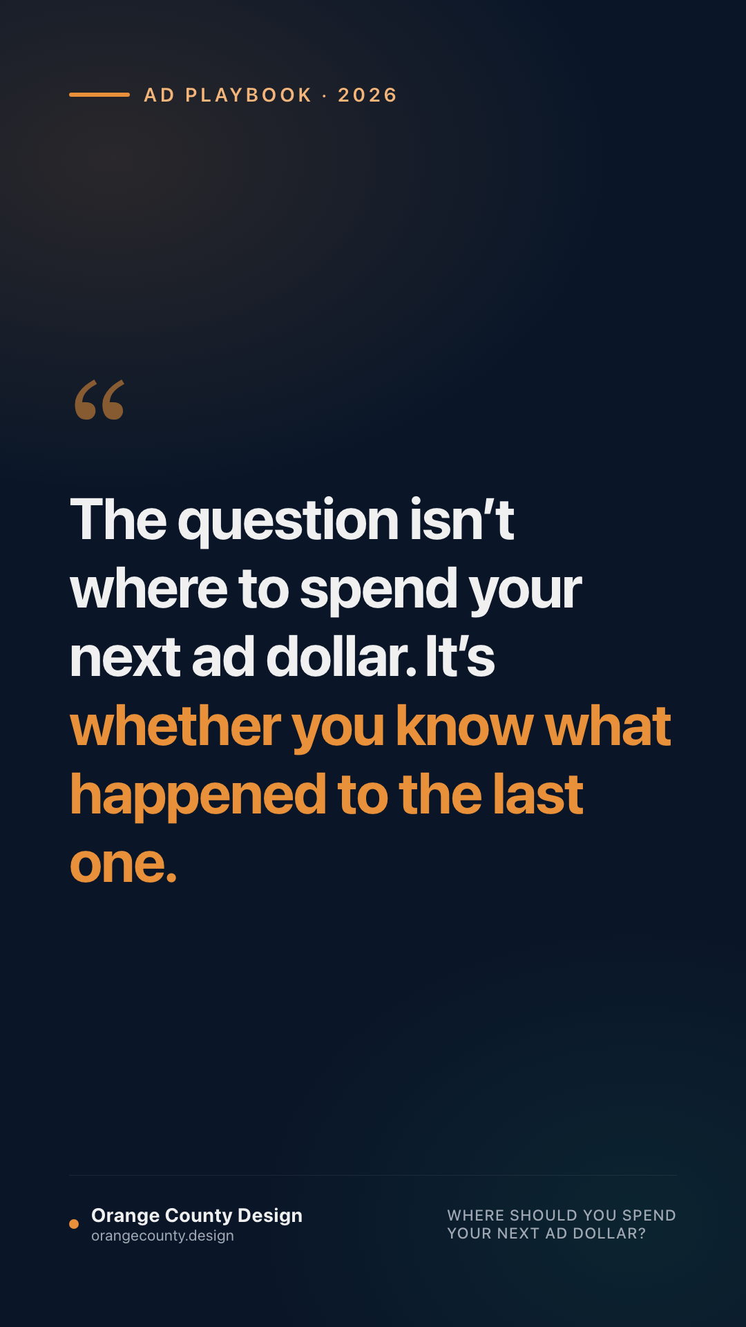 The question isn't where to spend your next ad dollar. It's whether you know what happened to the last one.